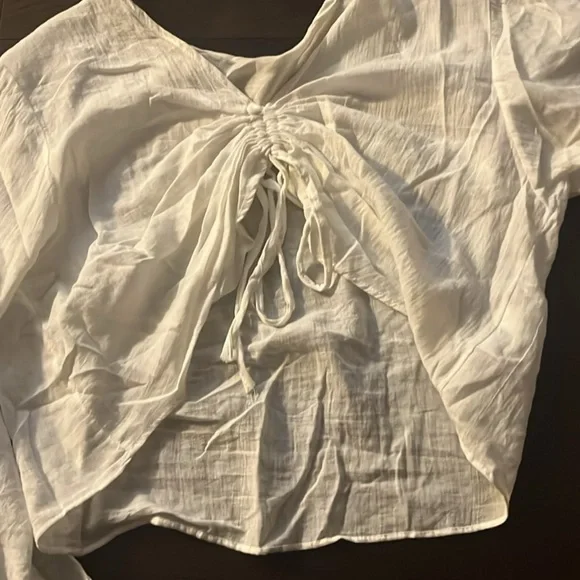 White Drawstring Blouse - Picture 1 of 3